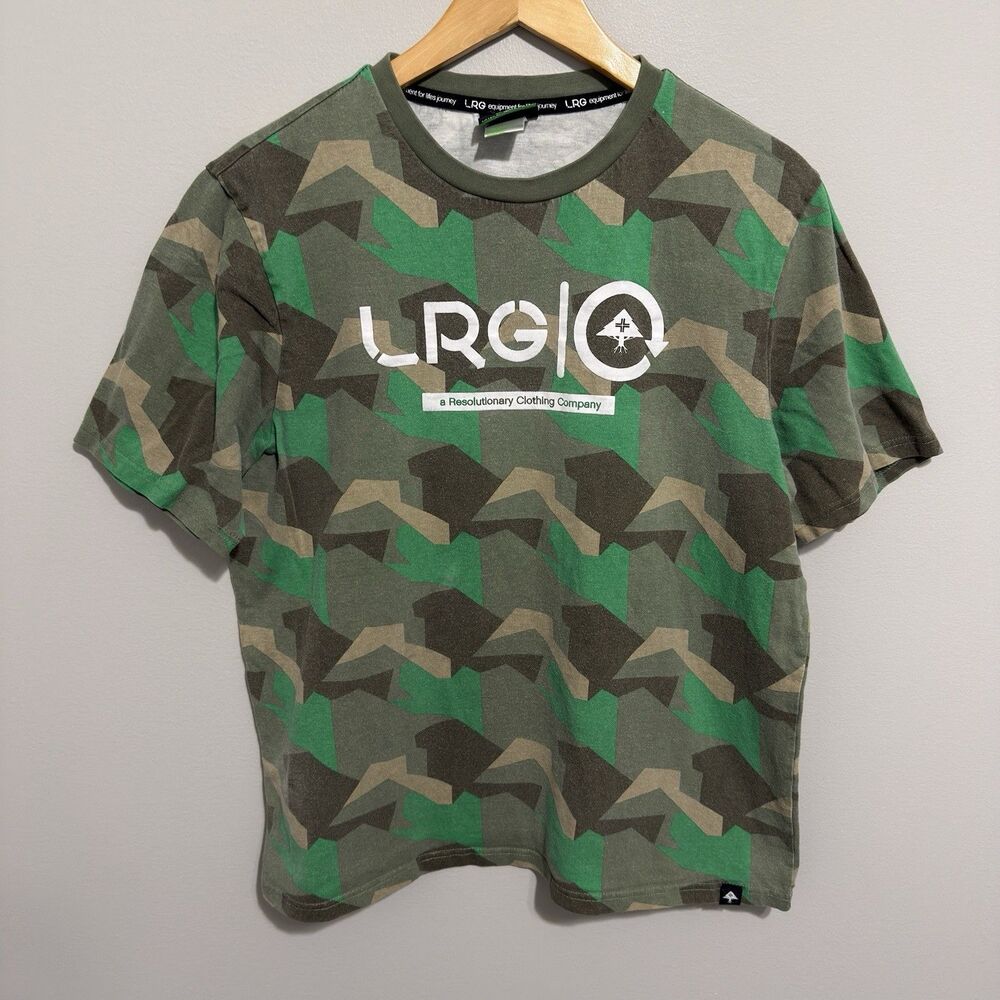 LRG Lifted Research Group Mens M Camo Logo Graphic Short Sleeve T-Shirt Y2K